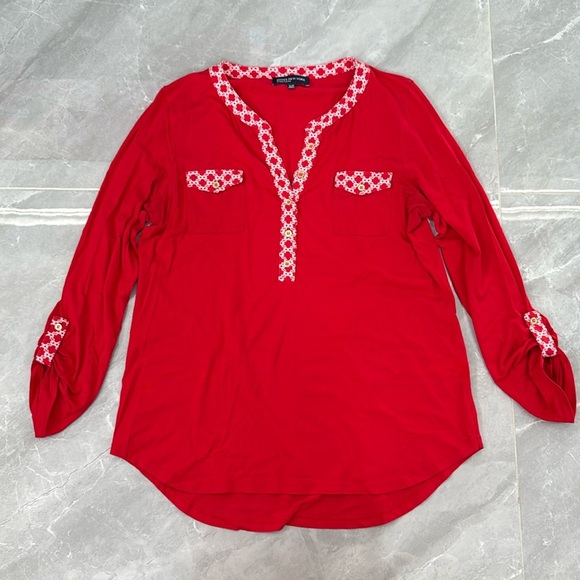 Jones New York Tops - Women's Jones New York Signature Button Up Long Sleeve V-Neck Top XL